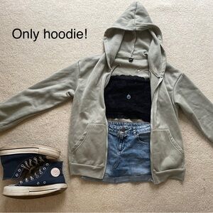 Green hoodie, shein zip up, size XS, in good condition! No stains!